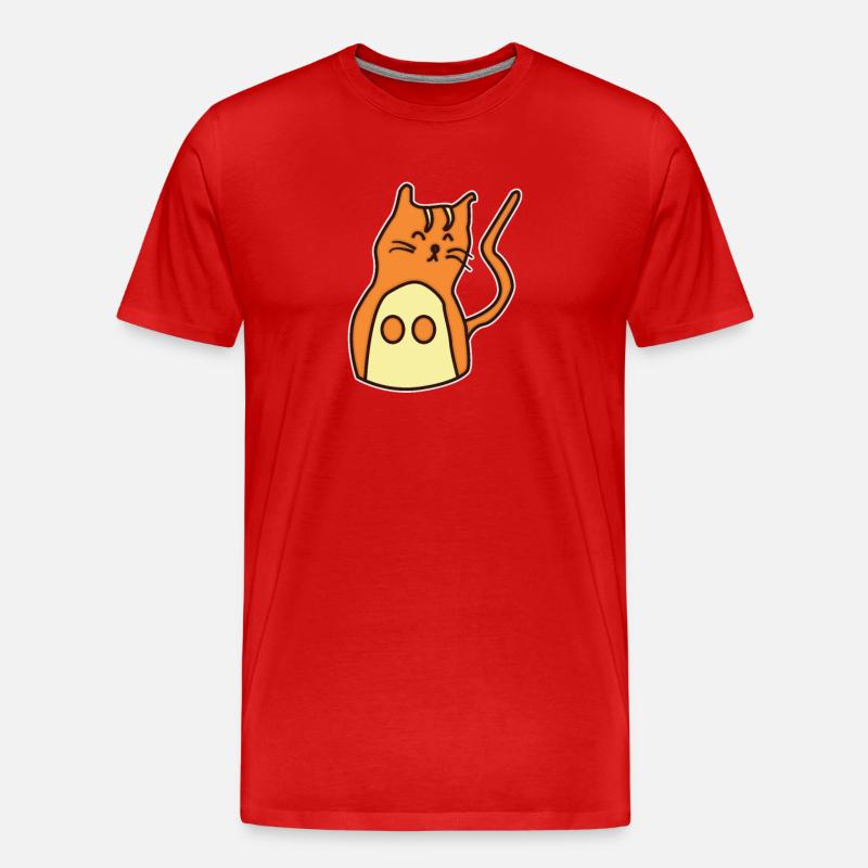 Chat dessiné à la main - T-shirt bio Premium Homme - rouge
