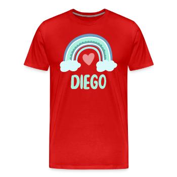 Diego Name Regenbogen Baby - Männer Premium Bio T-Shirt - Rot - Vorne - Damien (186cm)