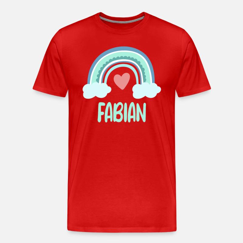 Fabian Name Regenbogen Baby - Männer Premium Bio T-Shirt - Rot