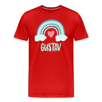 Gustav Name Regenbogen Baby - Männer Premium Bio T-Shirt - Rot - Vorne - Damien (186cm)