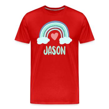 Jason Name Rainbow Baby - Men's Premium Organic T-Shirt - red - Front - Damien (186cm)