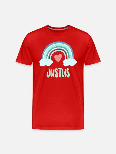 Justus Nome Rainbow Baby - Maglietta ecologica premium da uomo - rosso