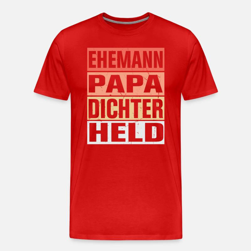 Dichter Vater Ehemann Held - Männer Premium Bio T-Shirt - Rot
