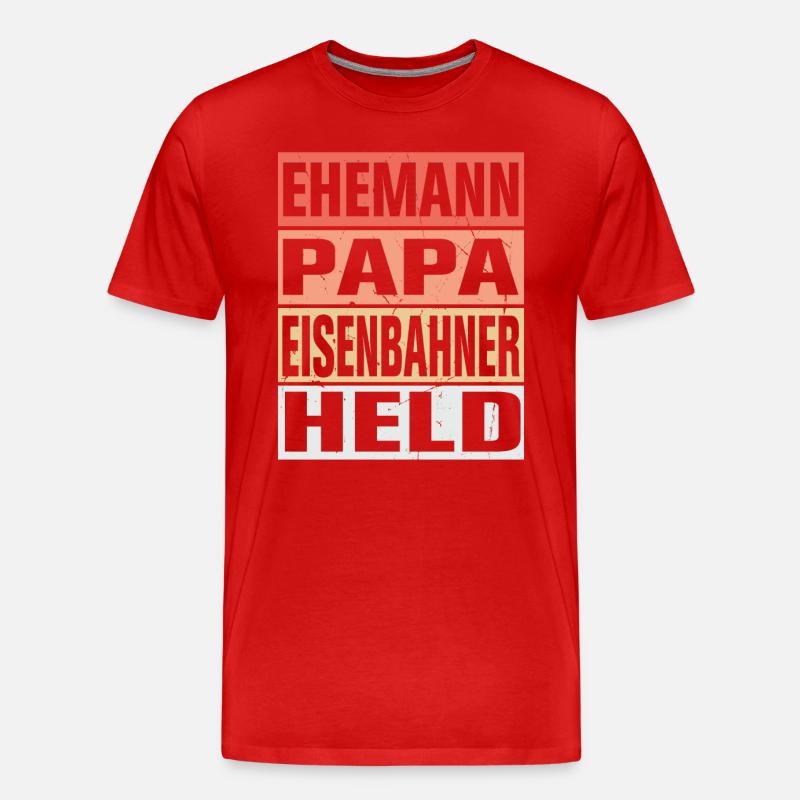 Eisenbahner Vater Ehemann Held - Männer Premium Bio T-Shirt - Rot