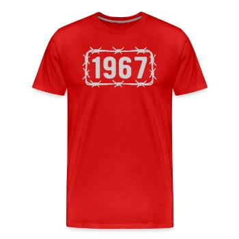 Geburtstag Jahrgang 1967 Stacheldraht - Männer Premium Bio T-Shirt - Rot - Vorne - Damien (186cm)