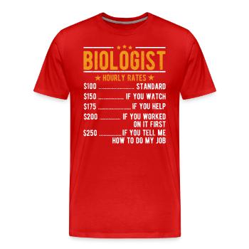 Biologe Stundenlohn - Männer Premium Bio T-Shirt - Rot - Vorne - Damien (186cm)