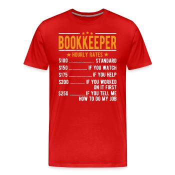 Salaire horaire du comptable - T-shirt bio Premium Homme - rouge - Devant - Damien (186cm)