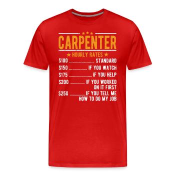 Salaire horaire du charpentier - T-shirt bio Premium Homme - rouge - Devant - Damien (186cm)
