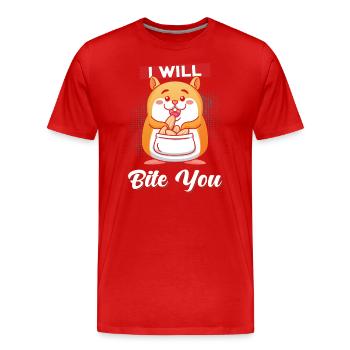 Hamster Ich will dich beißen - Männer Premium Bio T-Shirt - Rot - Vorne - Damien (186cm)