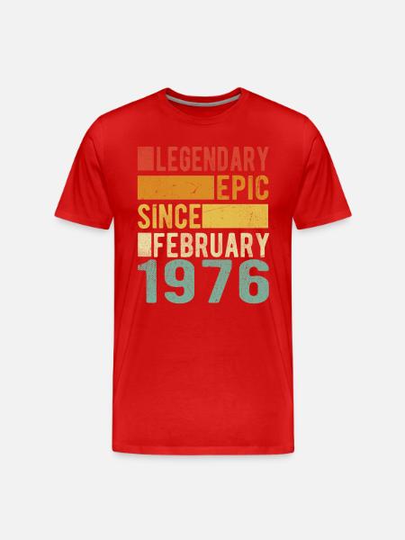 Birthday February 1976 Legendary epic - Men's Premium Organic T-Shirt - red