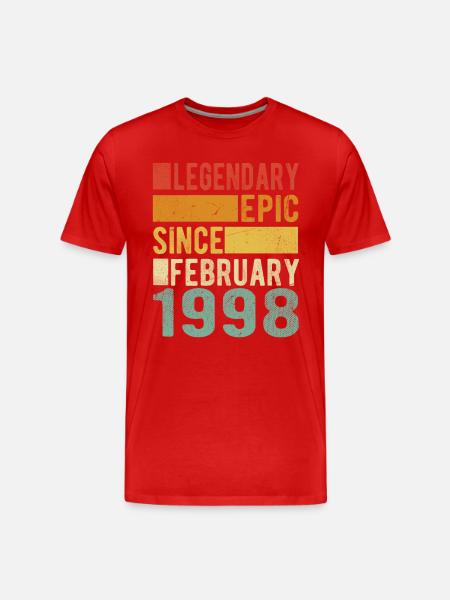 Birthday February 1998 Legendary epic - Men's Premium Organic T-Shirt - red