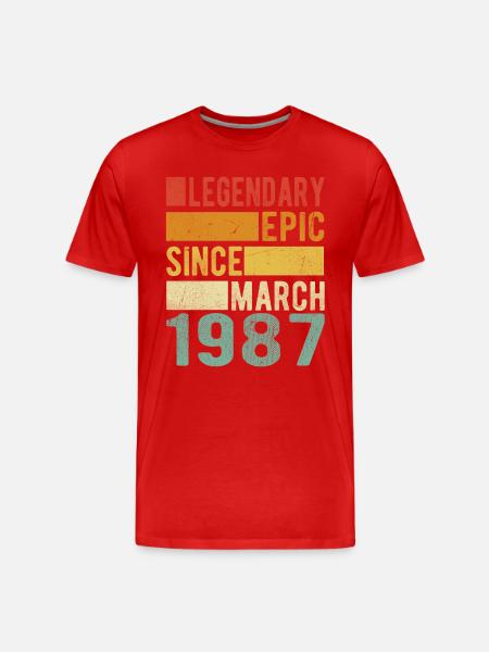 Birthday March 1987 Legendary Epic - Men's Premium Organic T-Shirt - red