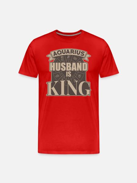 Aquarius husband is king - Men's Premium Organic T-Shirt - red