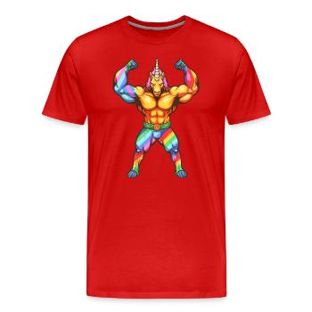 Bodybuilder Einhorn Design - Unicorn Bodybuilder - T-shirt bio Premium Homme - rouge - Devant - Damien (186cm)