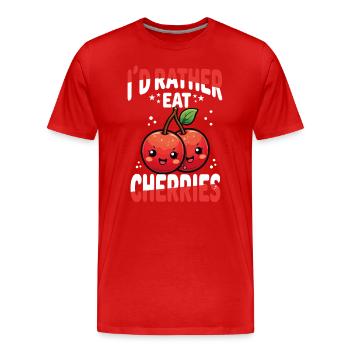 Kirschen Kawaii - Männer Premium Bio T-Shirt - Rot - Vorne - Damien (186cm)