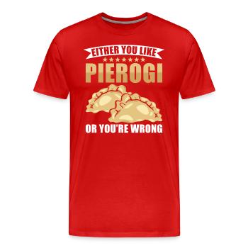 Pierogi dumplings - Men's Premium Organic T-Shirt - red - Front - Damien (186cm)