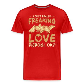 Boulettes Pierogi - T-shirt bio Premium Homme - rouge - Devant - Damien (186cm)