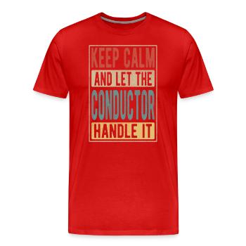 Conductor Retro Gift - Men's Premium Organic T-Shirt - red - Front - Damien (186cm)