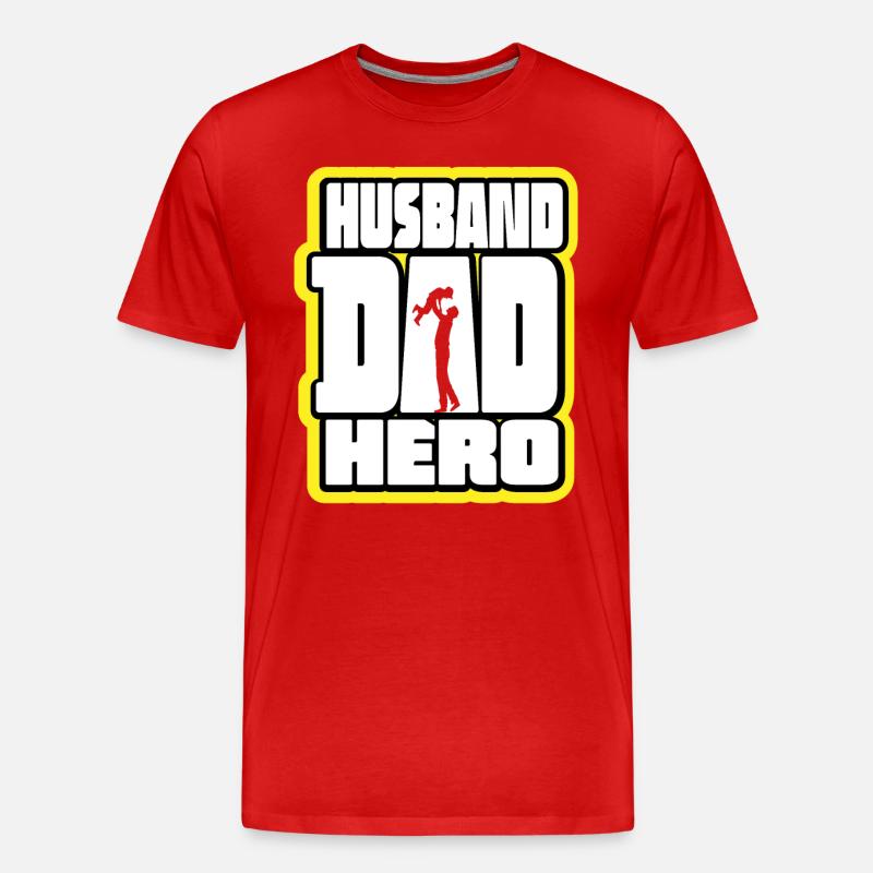 Ehemann Papa Held Retro - Männer Premium Bio T-Shirt - Rot