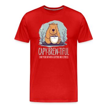 Capybara Coffee Design - Men's Premium Organic T-Shirt - red - Front - Damien (186cm)