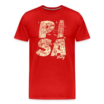 Pise Italie Vacances Souvenir - T-shirt bio Premium Homme - rouge - Devant - Damien (186cm)