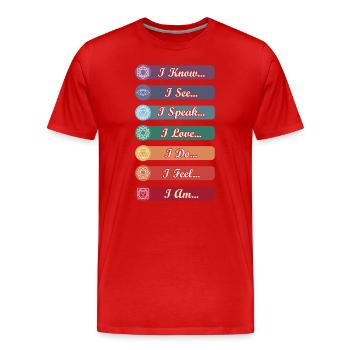 Symboles de chakra de yoga - T-shirt bio Premium Homme - rouge - Devant - Damien (186cm)