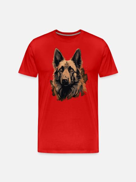 Belgischer Schäferhund Hunderasse Gesicht - Männer Premium Bio T-Shirt - Rot