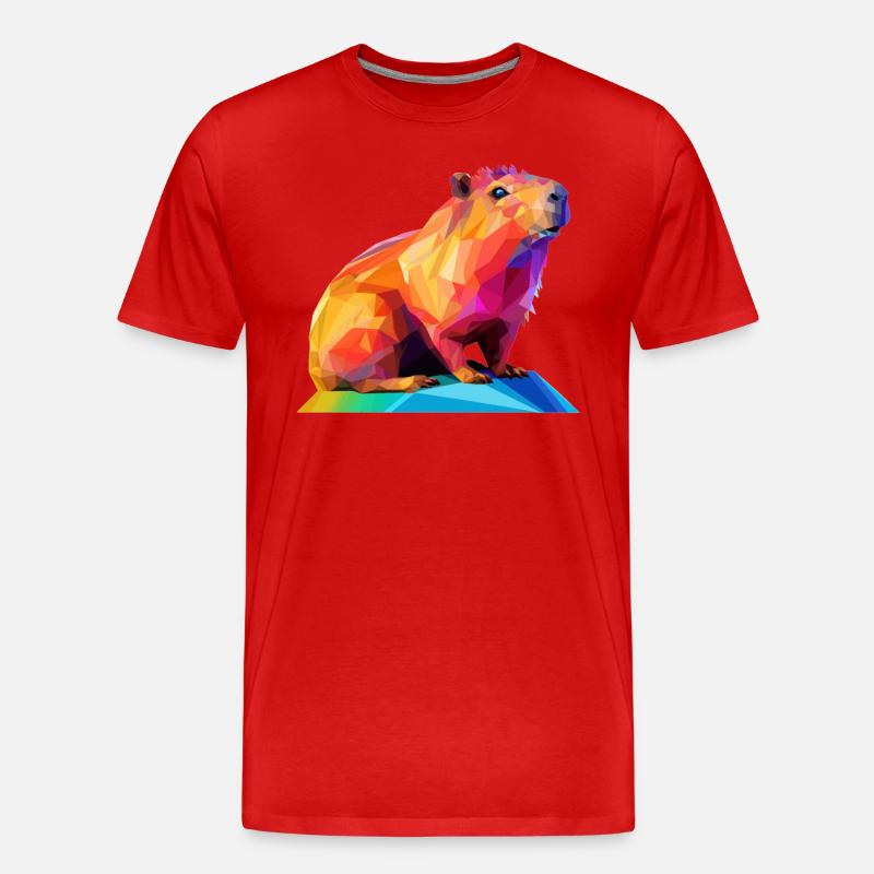 Capybara Low Polygon Design - Männer Premium Bio T-Shirt - Rot