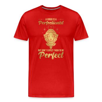 Horoscope astrologique du zodiaque de la Vierge Vierge - T-shirt bio Premium Homme - rouge - Devant - Damien (186cm)
