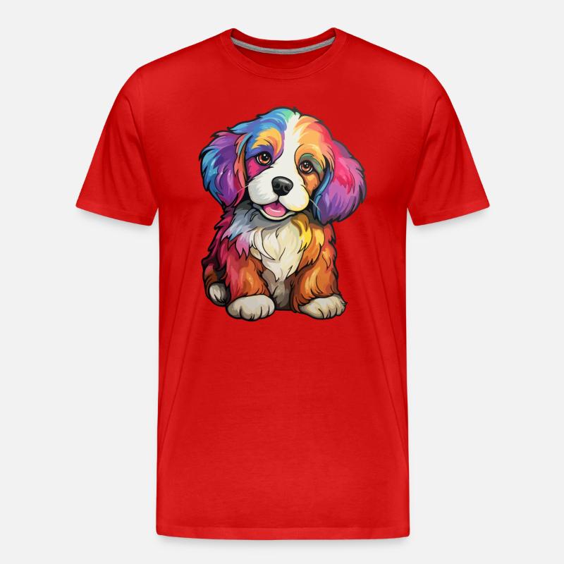 Welpe Hund Regenbogen - Männer Premium Bio T-Shirt - Rot