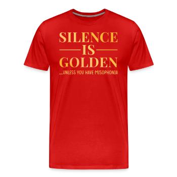 Misphonia Stille Ist Gold - Männer Premium Bio T-Shirt - Rot - Vorne - Damien (186cm)