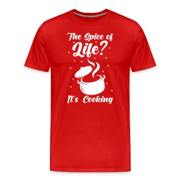 Chef Culinary chef says the spice of life? - Men's Premium Organic T-Shirt - red - Front - Damien (186cm)