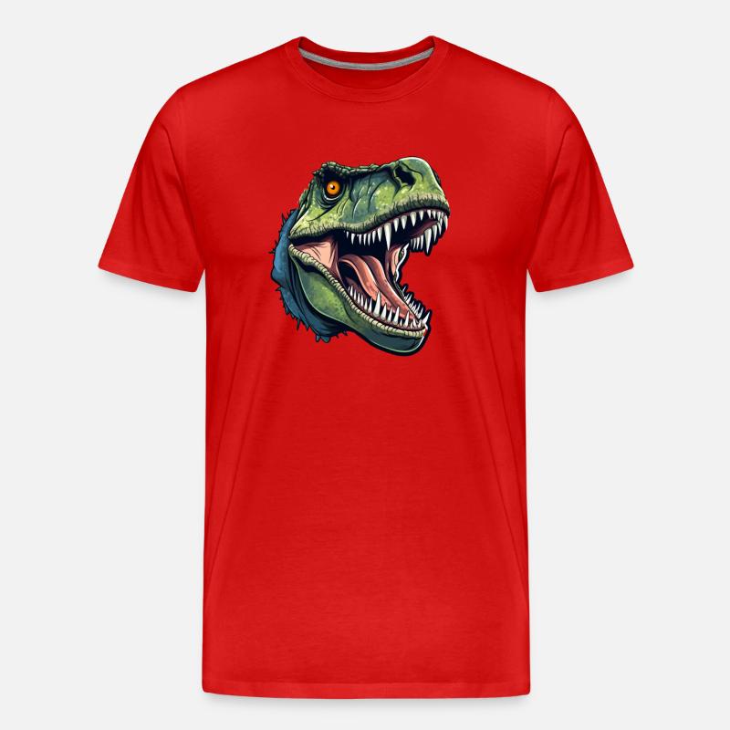 T-Rex Dino Kopf - Männer Premium Bio T-Shirt - Rot