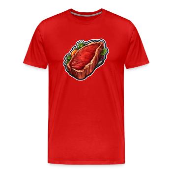 Steak Viande Nourriture - T-shirt bio Premium Homme - rouge - Devant - Damien (186cm)