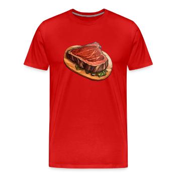Steak Viande Nourriture - T-shirt bio Premium Homme - rouge - Devant - Damien (186cm)