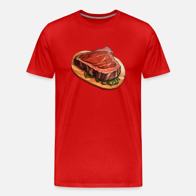 Steak Fleisch Essen - Männer Premium Bio T-Shirt - Rot