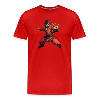 Kung Fu Kämpfer - Männer Premium Bio T-Shirt - Rot - Vorne - Damien (186cm)