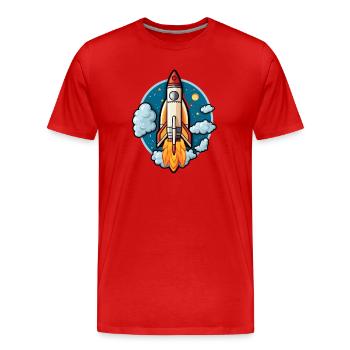 Fusée - T-shirt bio Premium Homme - rouge - Devant - Damien (186cm)