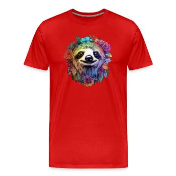 Fleur d’esthétique paresseuse - T-shirt bio Premium Homme - rouge - Devant - Damien (186cm)