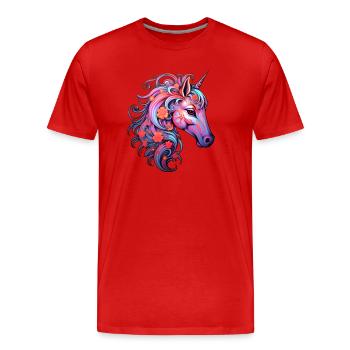 Conception esthétique de licorne - T-shirt bio Premium Homme - rouge - Devant - Damien (186cm)