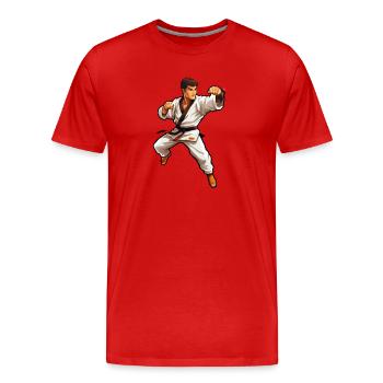 Karaté Combattant - T-shirt bio Premium Homme - rouge - Devant - Damien (186cm)