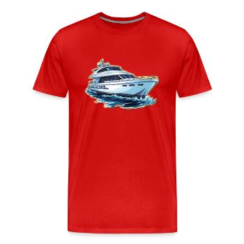 Yacht Bateau à moteur - T-shirt bio Premium Homme - rouge - Devant - Damien (186cm)