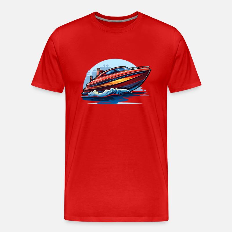 Motorboot - Männer Premium Bio T-Shirt - Rot