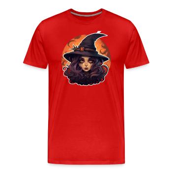 Sorcière Halloween mignonne - T-shirt bio Premium Homme - rouge - Devant - Damien (186cm)