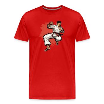 Karaté Combattant - T-shirt bio Premium Homme - rouge - Devant - Damien (186cm)