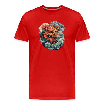 Chinese dragon - Men's Premium Organic T-Shirt - red - Front - Damien (186cm)