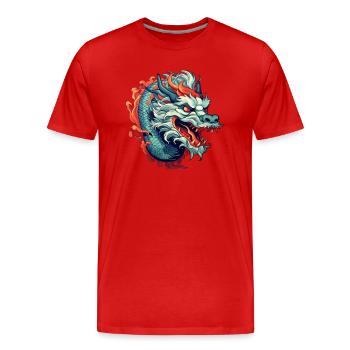 Dragon chinois - T-shirt bio Premium Homme - rouge - Devant - Damien (186cm)
