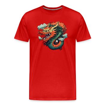 Dragon chinois - T-shirt bio Premium Homme - rouge - Devant - Damien (186cm)