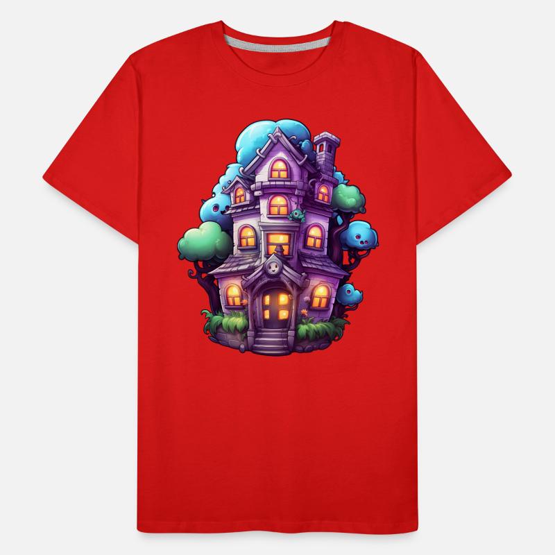 Maison hantée comique T-shirt bio Premium Homme