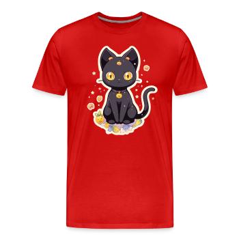 Anime Halloween Black Cat - Men's Premium Organic T-Shirt - red - Front - Damien (186cm)